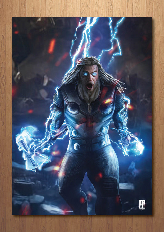 Avengers - Thor with Mjolnir and Stormbreaker Art Print
